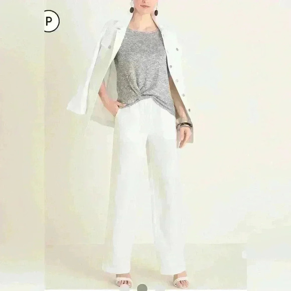 Chicos Linen Wide-Leg pants white 4R - Picture 1 of 4